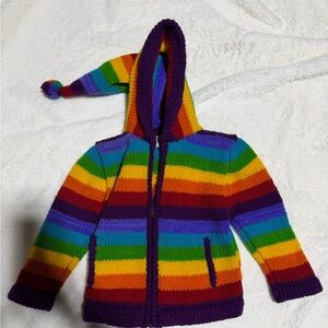 Fair Trade Multicolor Wool Knit Zip Sweater Toddler size 4